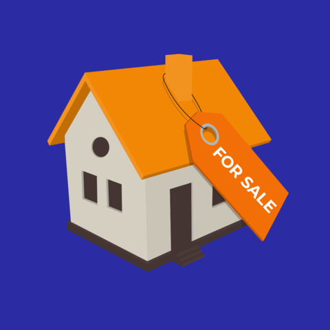 Orange Tone House With Sales Tag Illustrated Template
